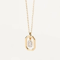 Golden octagon pendant with micro-paved zircon stones on a fine gold-plated chain - Letter O