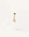Elegant gold-plated earring with a crystal-studded number 4 pendant on cream background - Pendant Only (Without Chain) / Gold-4