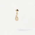 Bubble style number 6 pendant necklace with pave set crystals in gold plated finish - Pendant Only (Without Chain) / Gold-6