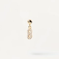 Golden stud earring with number 8 pendant pavé-set with white cubic zirconia crystals - Pendant Only (Without Chain) / Gold-8