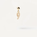 Golden number 9 stud earring with pavé white crystals for personalized jewelry - Pendant Only (Without Chain) / Gold-9