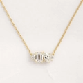 Birthstone water drop gold necklace with emerald and marquise cut zircon stones - April