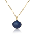 Macro-opname van donkerblauwe schelp hanger ketting met gouden schakels - Diepblauw (D1093-1)