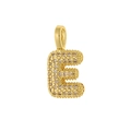 Détail du pendentif lettre E doré style bulle serti de zircons brillants de haute qualité - Lettre E / Or