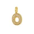 Gros plan du pendentif lettre O plaqué or avec sertissage de zircons et bélière - Lettre O / Or