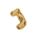 Detailansicht des Buchstaben-J-Anhängers mit Goldbeschichtung und bunten Zirkonia-Steinen - Buchstabe J