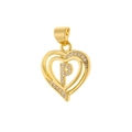 Detailed close-up of heart-shaped gold pendant featuring letter P with micro-pave zircons - Letter P
