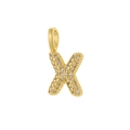 Pendentif lettre X doré avec zircons cubiques micro-pavés étincelants sur fond blanc - Lettre X / Or