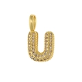 Pendentif lettre U doré style ballon serti de zircons cubiques champagne éclatants - Lettre U / Or