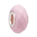 Cuenta facetada de resina rosa con núcleo de plata para pulseras de joyería DIY - Rosa Mate Facetado (004)