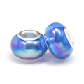 Aurora blue resin glass large hole charm beads with iridescent purple gradient for jewelry - Aurora Blue (023)