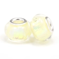 Translucent pale yellow resin beads with iridescent foil and silver metal inner core - Yellow Iridescent (004)