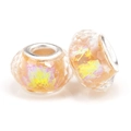 Two faceted orange resin glass charms with large silver metal holes for DIY jewelry - Orange Yellow Faceted (010)
