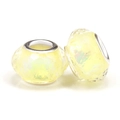 Faceted light yellow resin beads with silver metal core for DIY charm bracelets - Light Yellow Faceted (013)