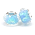 Light blue faceted resin beads with aurora iridescent effect and silver metal core - Light Blue Faceted Iridescent (014)