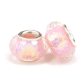 Set of two pink multifaceted resin beads with silver core for DIY jewelry making - Pink Faceted (018)