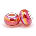 Red gradient glass large hole beads with silver metal core for DIY bracelets - Red Gradient (022)