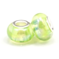 Pair of light green translucent resin large hole beads for DIY jewelry bracelet - Lime Green (024)