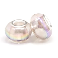 Iridescent pink and purple resin glass beads with large metal core for DIY bracelets - Pink Purple Gradient Iridescent (026)