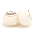 Sparkling white crystal pavé resin beads with silver metal core for DIY bracelets - Silver Pave Rhinestone (033)