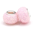 Light pink resin charms with faceted glitter and silver metal core for DIY bracelets - Pale Pink Pave Rhinestone (036)