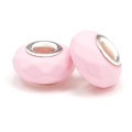 Pink matte resin charms with silver metal core and faceted surface for DIY jewelry - Pink Matte Faceted (039)