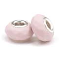 Pair of light pink matte resin charms with geometric facets and large silver metal core - Pale Pink Matte Faceted (041)