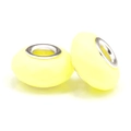 Pair of light yellow matte resin beads with large silver metal core for DIY bracelets - Light Yellow Matte (043)