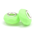 Neon green faceted resin beads with silver metal core for DIY charm bracelets - Neon Green Faceted (044)