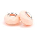 Faceted resin large hole charm beads in soft pink color for DIY jewelry making - Nude Pink Matte Faceted (045)