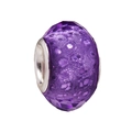 Faceted purple resin bead with large silver metal core for DIY bracelet making - Dark Purple (001)