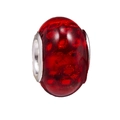Deep red resin glitter bead with silver metal core for DIY European style bracelets - Bright Red (002)