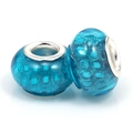 Cuentas de resina verde azulado con diseño de rejilla y núcleo de plata para joyería - Azul Lago (002)
