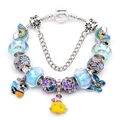 Pandora-style snake chain bracelet with rainbow clouds, honey bee, and butterfly charms - 16cm