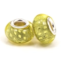 Abalorio amarillo translúcido con textura de malla metálica y núcleo de plata para pulseras - Amarillo (003)