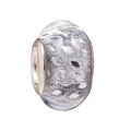 Silver resin charm bead with glitter diamond pattern and large hole for DIY bracelets - Silver White (006)