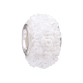 DIY charm bead featuring white resin 3D rose relief and silver metal core - Standard Spec / White (001)
