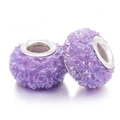 Perle en résine violette avec relief rose et noyau métallique pour bijoux DIY - Violet Nacré