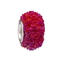 Deep pink rose flower resin charm bead with silver core for DIY bracelet making - Standard Spec / Rose Red (002)