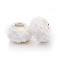 Perles en résine blanche avec fleurs de rose et cœur en métal pour bracelets - Blanc