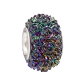 Iridescent resin flower charm with metallic rainbow finish and silver core for DIY jewelry - Standard Spec / Iridescent (005)
