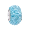 Light blue resin charm bead with embossed rose patterns and a silver metal inner core - Standard Spec / Light Blue (007)