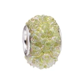 Iridescent light green resin rose charm bead with large silver metal core for DIY bracelets - Standard Spec / Iridescent Light Green (010)