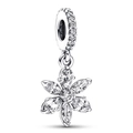 Silver flower charm with marquise-cut stones for DIY jewelry bracelets and bangles - Normal Specification / Six-Petal Flower Style / Silver