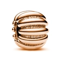 Abalorio esférico acanalado en oro rosa con acabado pulido para pulseras y collares - Especificación Normal / Cuenta de bola acanalada oro rosa (011)