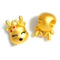 Cute golden deer bead with matte finish and red bow for DIY jewelry bracelet making - Cartoon Moose Style (001)