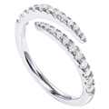 Minimalist silver nail open ring with sparkling cubic zirconia pavé for women - Adjustable / Platinum (JZ-563)