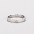 Minimalist silver ring with white enamel finish and embedded sparkling cubic zirconia - US 6 / White