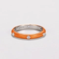 S925 sterling silver ring with vibrant orange enamel and sparkling zircon accents - US 6 / Orange