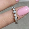 Elegant bubble ring in silver finish with sparkling round-cut cubic zirconia for women - US 7 / Silver + White Zirconia